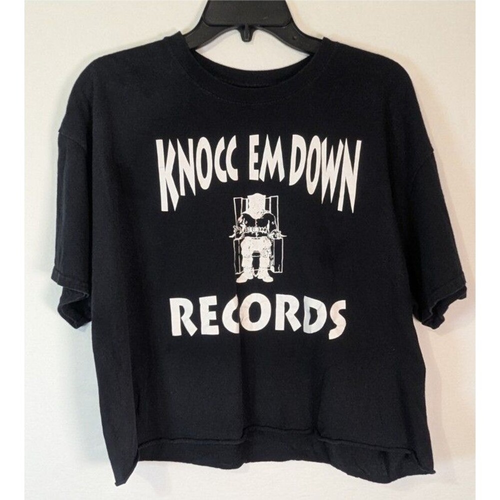 Death Row Records 'Knocc Em Down' Graphic Cropped T-Shirt, Black, XL